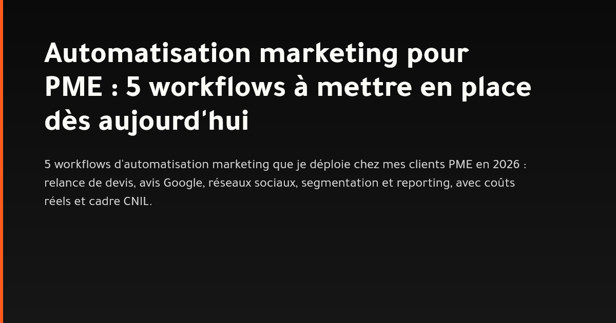 Cinq workflows d'automatisation marketing pour PME avec Claude API en 2026