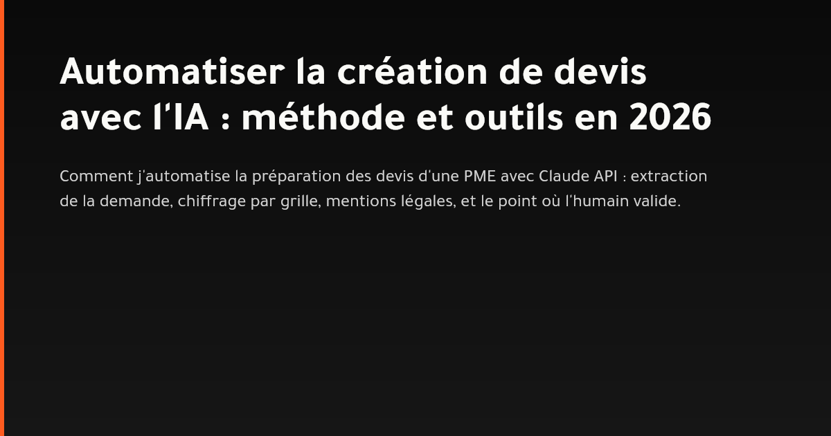 Schéma d'un pipeline qui transforme une demande client en brouillon de devis par IA