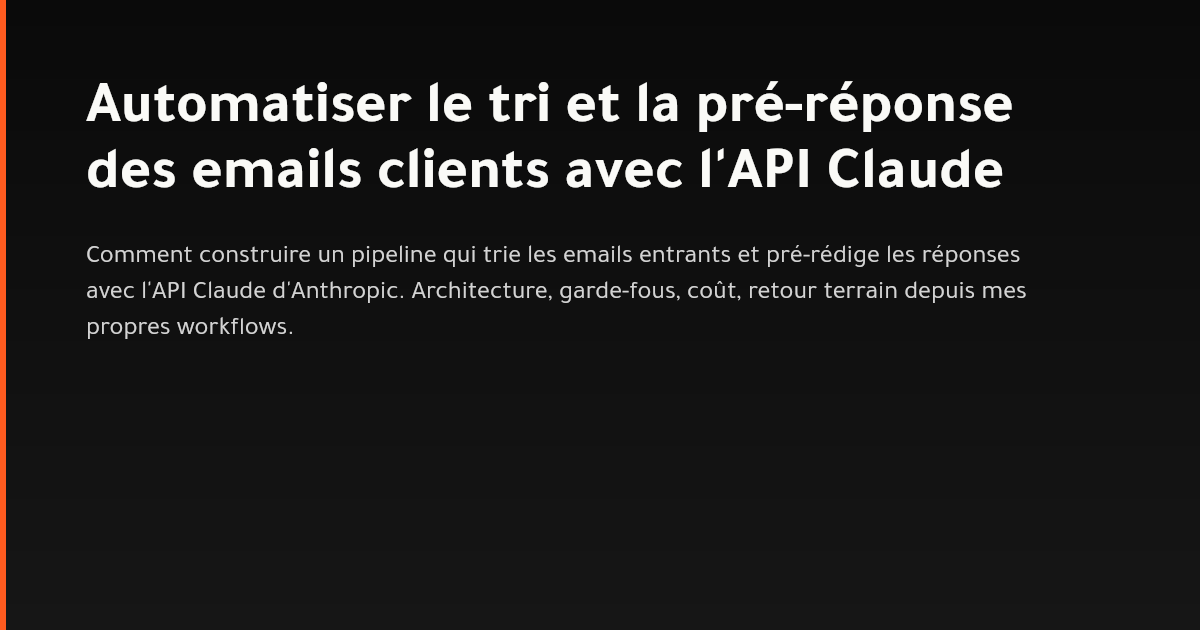 Schéma d'un pipeline d'automatisation d'emails avec Claude API