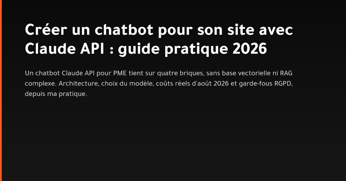 Architecture d'un chatbot construit avec l'API Claude sur un site vitrine