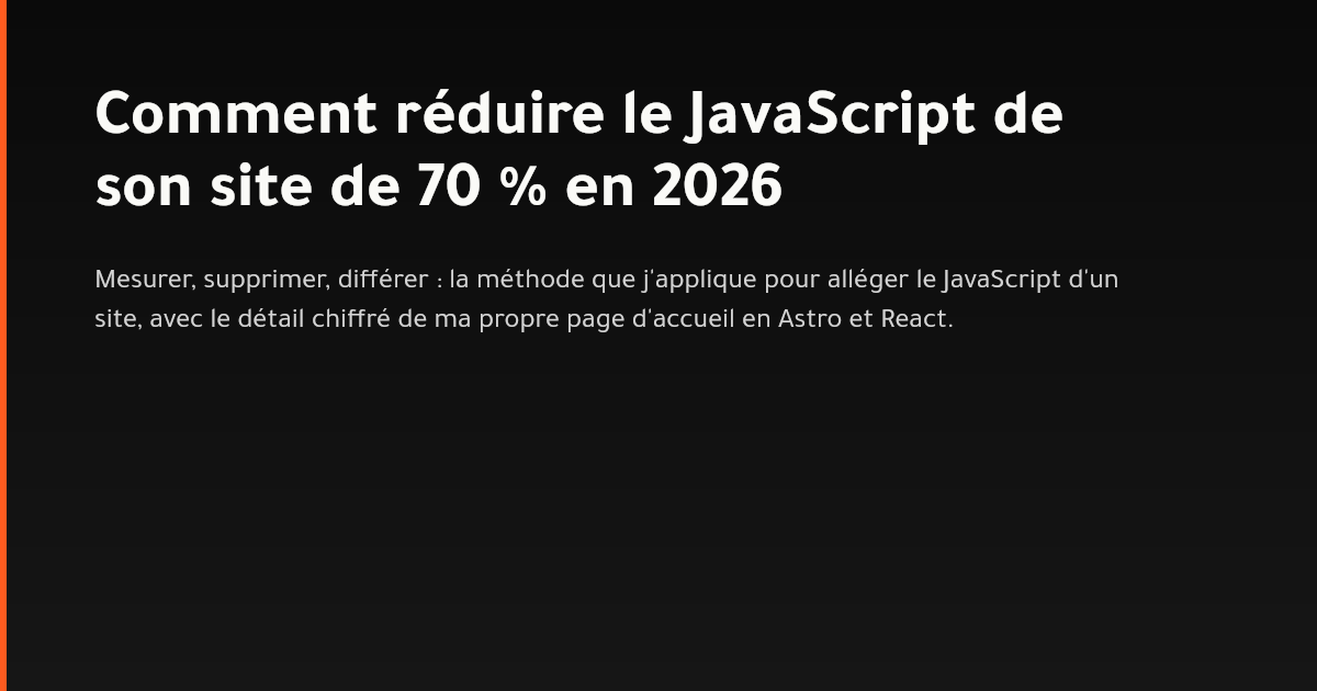 Réduire le JavaScript de son site de 70 % en 2026 : mesurer, supprimer, différer